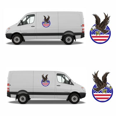 Bald Eagle + USA Flag for Car Window / Van / Motorhome / Camper Transit VW etc - 250mm x 163mm
