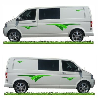 Graphics Decals ForVan Motorhome Caravan Campervan T4 T5 Transit Sprinter MH043 - Kelly Green & Lime Green