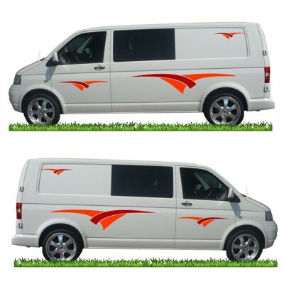 Graphics Decals ForVan Motorhome Caravan Campervan T4 T5 Transit Sprinter MH043 - Orange & Dark Red