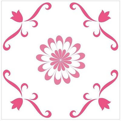 Mosaic Tile Stickers, Pink, Pack Of 24, All Sizes, Waterproof, Azulejo Transfers For Kitchen / Bathroom Tiles P06 - 100mm x 100mm - 4 x 4 Inch - Pattern 3