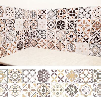 Mosaic Tile Stickers, Brown, Pack Of 16, All Sizes, Waterproof, Azulejo Transfers For Kitchen / Bathroom Tiles BB02 - 100mm x 100mm - 4 x 4 Inch - 1 Of Each Pattern