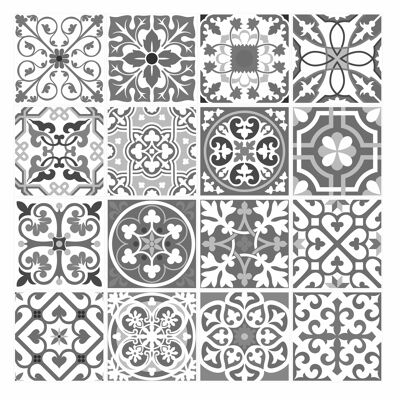 Mosaic Tile Stickers, Pack Of 16, All Sizes, Waterproof, Azulejo Transfers For Kitchen / Bathroom Tiles G37 - 150mm x 150mm - 6 x 6 Inch - 1 Of Each Pattern