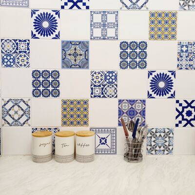 Mosaic Tile Stickers, Pack Of 24, All Sizes, Waterproof, Transfers For Kitchen / Bathroom Tiles C01 - 150mm x 150mm - 6 x 6 Inch - 2 Of Each Pattern