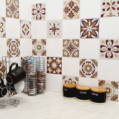 Mosaic Tile Stickers, Pack Of 24, All Sizes, Waterproof, Azulejo Transfers For Kitchen / Bathroom Tiles C45 - 145mm x 145mm - 2 Of Each Pattern