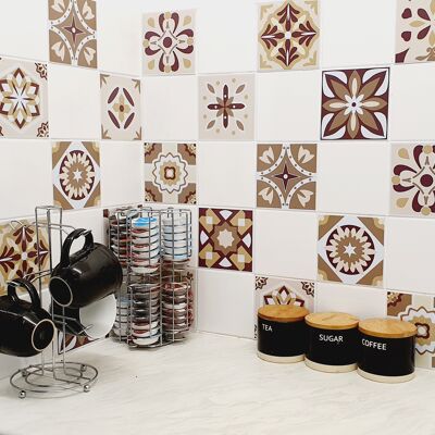 Mosaic Tile Stickers, Pack Of 24, All Sizes, Waterproof, Azulejo Transfers For Kitchen / Bathroom Tiles C45 - 145mm x 145mm - Pattern 2