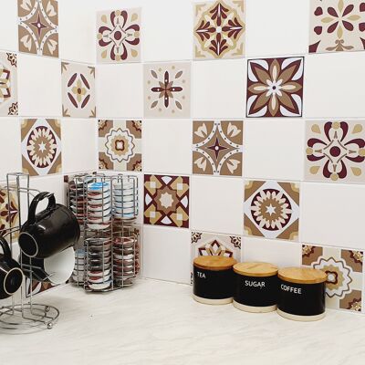 Mosaic Tile Stickers, Pack Of 24, All Sizes, Waterproof, Azulejo Transfers For Kitchen / Bathroom Tiles C45 - 150mm x 150mm - 6 x 6 Inch - Pattern 10