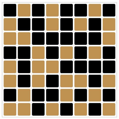 Mosaic Tile Stickers, Pack Of 24, All Sizes, 20 Colour Choices, Waterproof, Azulejo Transfers For Kitchen / Bathroom Tiles - 100mm x 100  - 4 x 4 Inch - Black & Gold