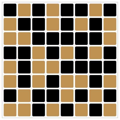 Mosaic Tile Stickers, Pack Of 24, All Sizes, 20 Colour Choices, Waterproof, Azulejo Transfers For Kitchen / Bathroom Tiles - 145mm x 145mm - Black & Gold