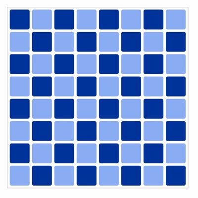 Mosaic Tile Stickers, Pack Of 24, All Sizes, 20 Colour Choices, Waterproof, Azulejo Transfers For Kitchen / Bathroom Tiles - 145mm x 145mm - Blue & Light Blue