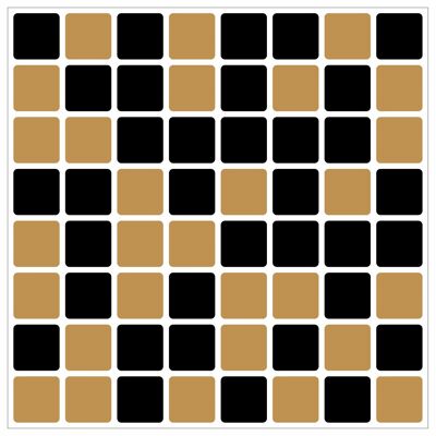 Mosaic Tile Stickers, Pack Of 24, All Sizes, 20 Colour Choices, Waterproof, Azulejo Transfers For Kitchen / Bathroom Tiles - 150mm x 150mm - 6 x 6 Inch - Black & Gold