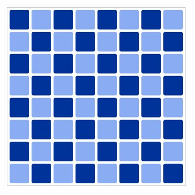 Mosaic Tile Stickers, Pack Of 24, All Sizes, 20 Colour Choices, Waterproof, Azulejo Transfers For Kitchen / Bathroom Tiles - 150mm x 150mm - 6 x 6 Inch - Blue & Light Blue
