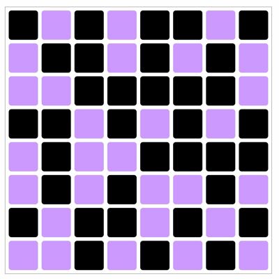 Mosaic Tile Stickers, Pack Of 24, All Sizes, 20 Colour Choices, Waterproof, Azulejo Transfers For Kitchen / Bathroom Tiles - 200mm x 200mm - 8 x 8 inch - Black & Lilac