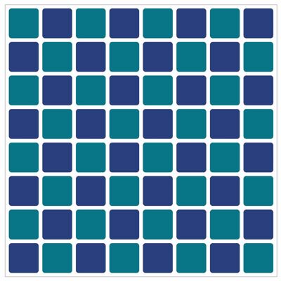 Mosaic Tile Stickers, Pack Of 24, All Sizes, 20 Colour Choices, Waterproof, Azulejo Transfers For Kitchen / Bathroom Tiles - 200mm x 200mm - 8 x 8 inch - Blue & Teal