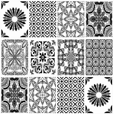 Mosaic Tile Stickers, Grey, Pack Of 16, Larger Sizes, Waterproof, Azulejo Transfers For Kitchen / Bathroom Tiles G14 - 200mm x 250mm - 8 x 10 Inch - 2 Of Each Pattern