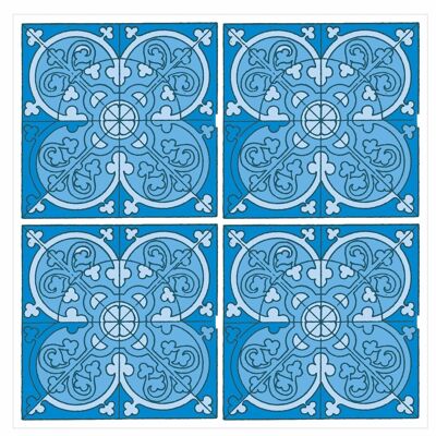 Mosaic Tile Stickers, Pack Of 16, All Sizes, Waterproof, Azulejo Transfers For Kitchen / Bathroom Tiles GT43 - 100mm x 100mm - 4 x 4 Inch - Pattern 14