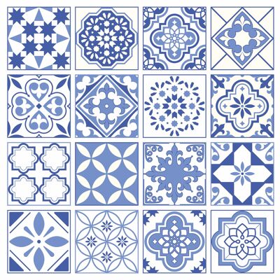 Mosaic Tile Stickers, Pack Of 16, All Sizes, Waterproof, Azulejo Transfers For Kitchen / Bathroom Tiles GT28 - 150mm x 150mm - 6 x 6 Inch - Pattern 2