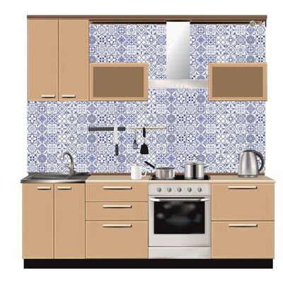 Mosaic Tile Stickers, Pack Of 16, All Sizes, Waterproof, Azulejo Transfers For Kitchen / Bathroom Tiles GT28 - 200mm x 200mm - 8 x 8 Inch - 1 Of Each Pattern