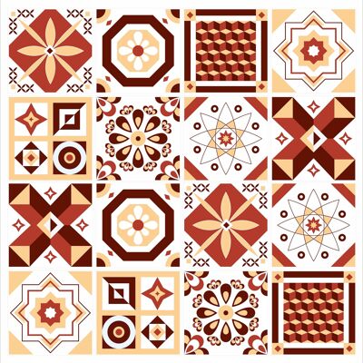 Mosaic Tile Stickers, Pack Of 16, All Sizes, Waterproof, Transfers For Kitchen / Bathroom Tiles GT99 - 100mm x 100mm - 4 x 4 Inch - 2 Of Each Pattern