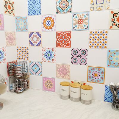 Mosaic Tile Stickers, Pack Of 16, All Sizes, Waterproof, Transfers For Kitchen / Bathroom Tiles GT06 - 200mm x 200mm - 8 x 8 Inch - Pattern 7