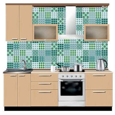 Mosaic Tile Stickers, Pack Of 24, All Sizes, Waterproof, Transfers For Kitchen / Bathroom Tiles GT07 - 145mm x 145mm - 3 Of Each Pattern