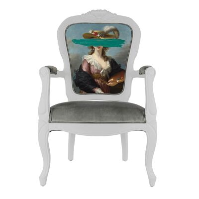 Light Blue Mark Portrait Printed Armchair