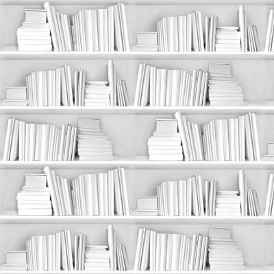 White Bookshelf Wallpaper