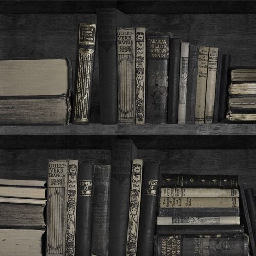 Dark Bookshelf Wallpaper