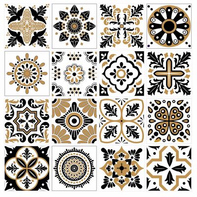 Mosaic Tile Stickers, Pack Of 16, All Sizes, Waterproof, Azulejo Transfers For Kitchen / Bathroom Tiles GT10 - 150mm x 150mm - 6 x 6 Inch - Pattern 8