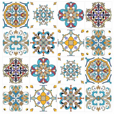 Mosaic Tile Stickers, Pack Of 16, All Sizes, Waterproof, Transfers For Kitchen / Bathroom Tiles GT18 - 100mm x 100mm - 4 x 4 Inch - Pattern 1
