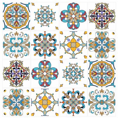 Mosaic Tile Stickers, Pack Of 16, All Sizes, Waterproof, Transfers For Kitchen / Bathroom Tiles GT18 - 200mm x 200mm - 8 x 8 Inch - Pattern 2