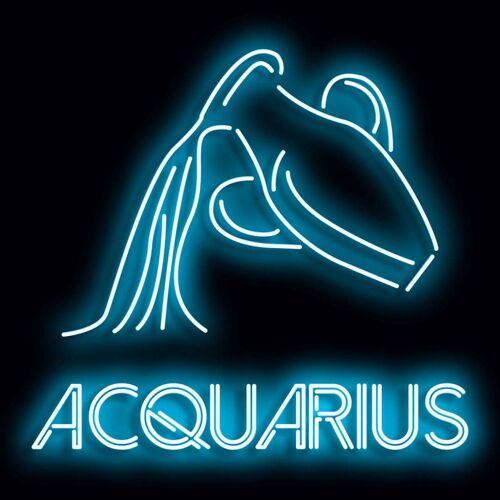 Neon Sign AQUARIUS with remote control