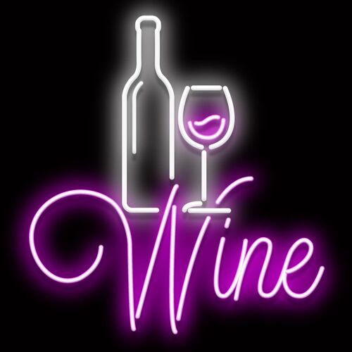Neon Sign BOTTLE WINE with remote control