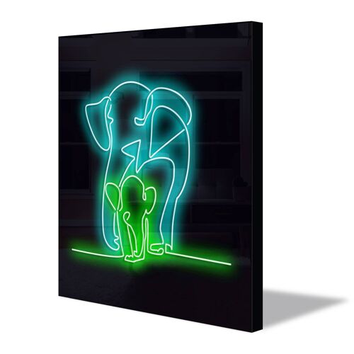 Neon Sign ELEPHANT FAMILY with remote control