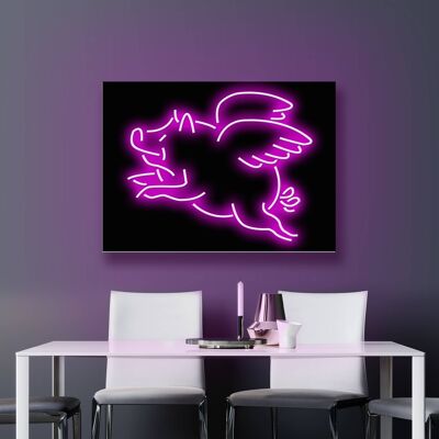 Neon Sign FLYING PIG with remote control