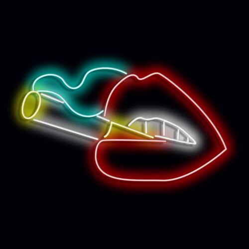 Neon Sign LIPS AND CIGARETTE with remote control