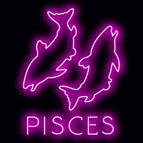 Neon Sign PISCES with remote control