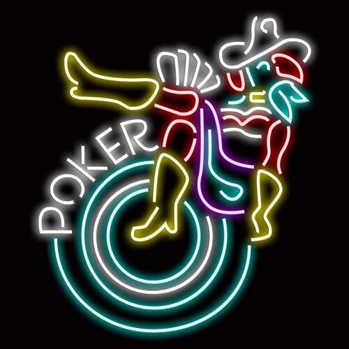 Neon Sign POKER with remote control