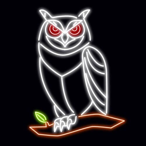 Neon Sign WHITE OWL with remote control