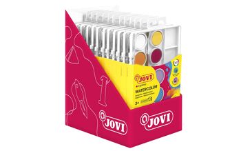 JOVI - Kit de Acuarelas con Pincel, 12 pastillas de 22 mm, Colores Brillantes e Intensos, Pintura fácil de diluir con agua y secado rápido 4