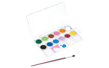 JOVI - Kit de Acuarelas con Pincel, 12 pastillas de 22 mm, Colores Brillantes e Intensos, Pintura fácil de diluir con agua y secado rápido 3