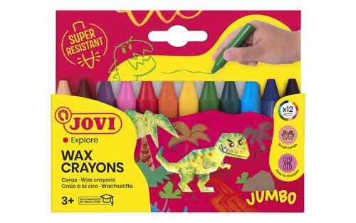 JOVI - WAX CRAYONS JUMBO Etui de 12 craies à la cire couleurs assorties