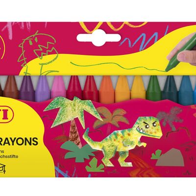 Crayons ronds Jovi, Boîte de 18 unités, Couleurs assorties, Trait lisse et uniforme, Résistant et performant