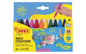 JOVI - Crayones de cera Jumbo Easy Grip, caja de 12 crayones de cera triangulares, colores surtidos 1