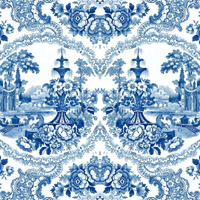 Papier peint Delft Baroque - Bleu