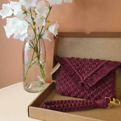 Dúo de bolsa y asa de macramé | Cereza agria