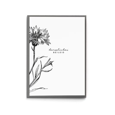 Florale Trauerkarte "Herzliches Beileid“