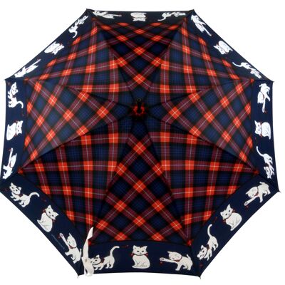 Französischer Regenschirm, schottische Katze, Marineblau
