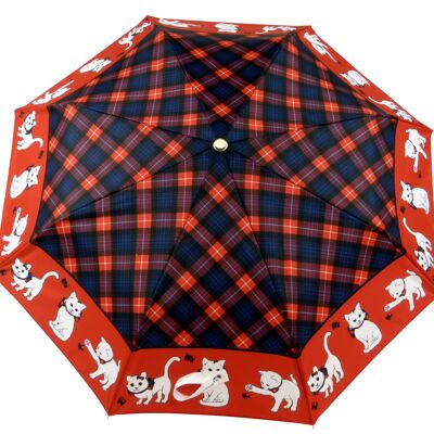 Parapluie français Chat écossais rouge mini