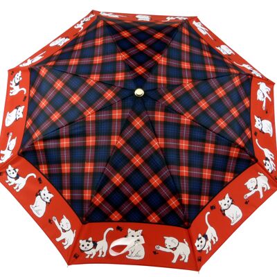 Parapluie français Chat écossais rouge mini