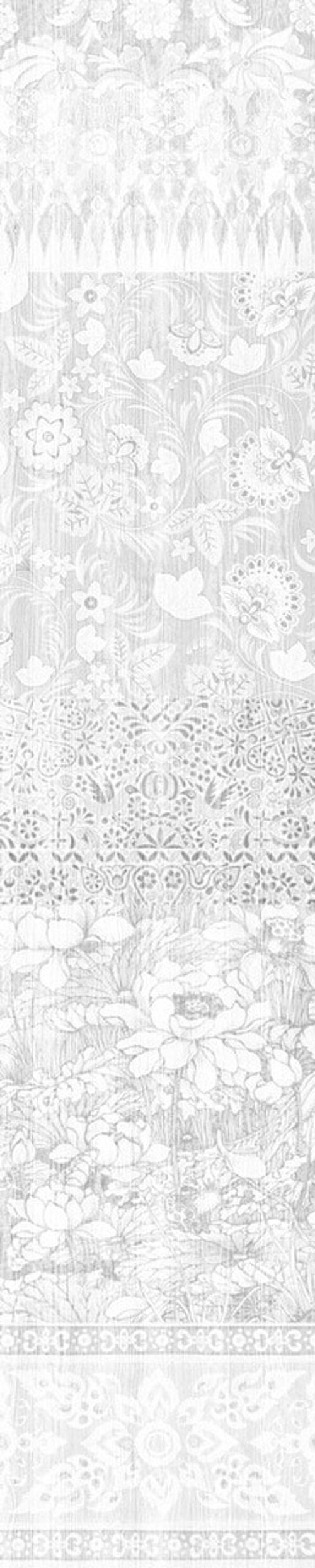 Almost White Arts and Crafts Patchwork Wallpaper - Panel A